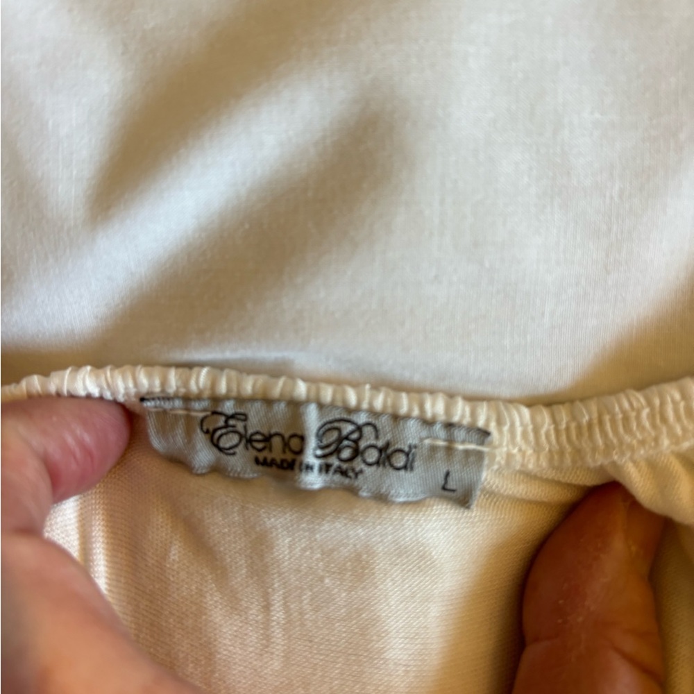 Elena Baldi (Italy) Summer Silk Blend Top with Embroidered Floral Design, Large - Picture 8 of 9